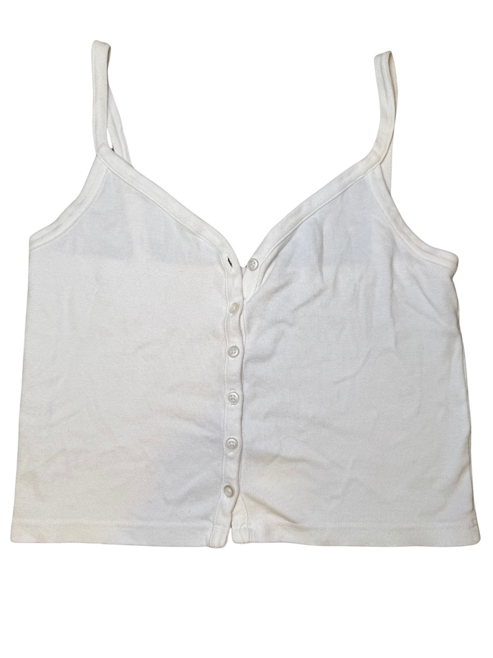 Brandy Melville White Button-Front Spaghetti Strap Tank
